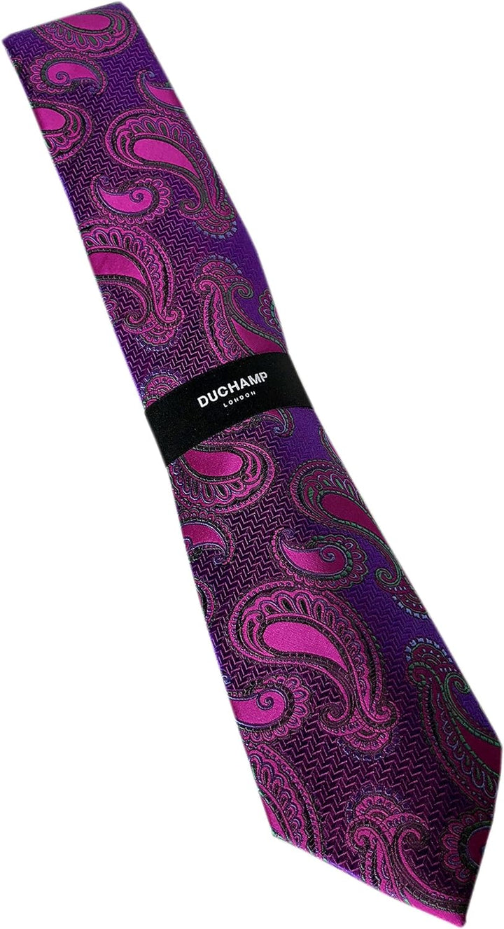 DUCHAMP London Herren Krawatte aus 100 % gewebter Seide, Paisleymuster Violett
