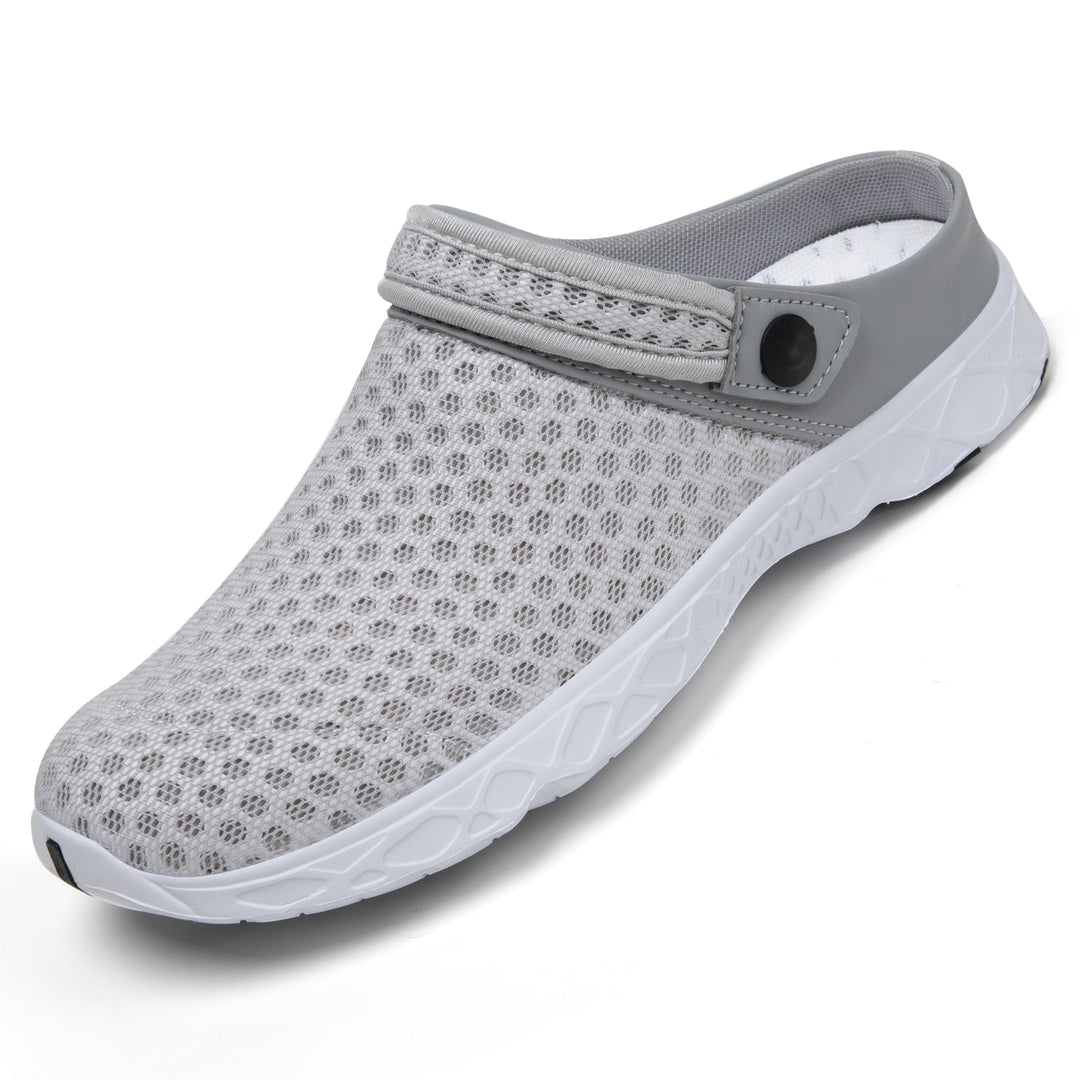 SAGUARO Unisex Clogs Sommer Hausschuhe Leicht Gartenschuhe Gr. 36-48, Weiss Grau
