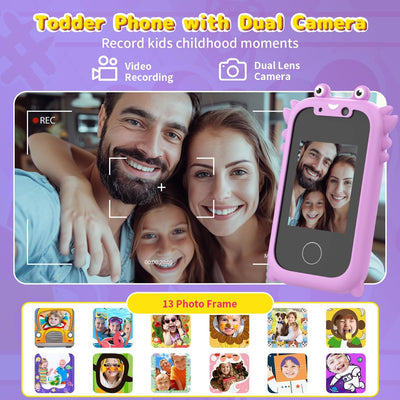 Ashfly Kinder Handy, 2,4“ Kinder Smartphone Touchscreen Telefon Spielzeug Handy mit 1080 HD Dual-Kam