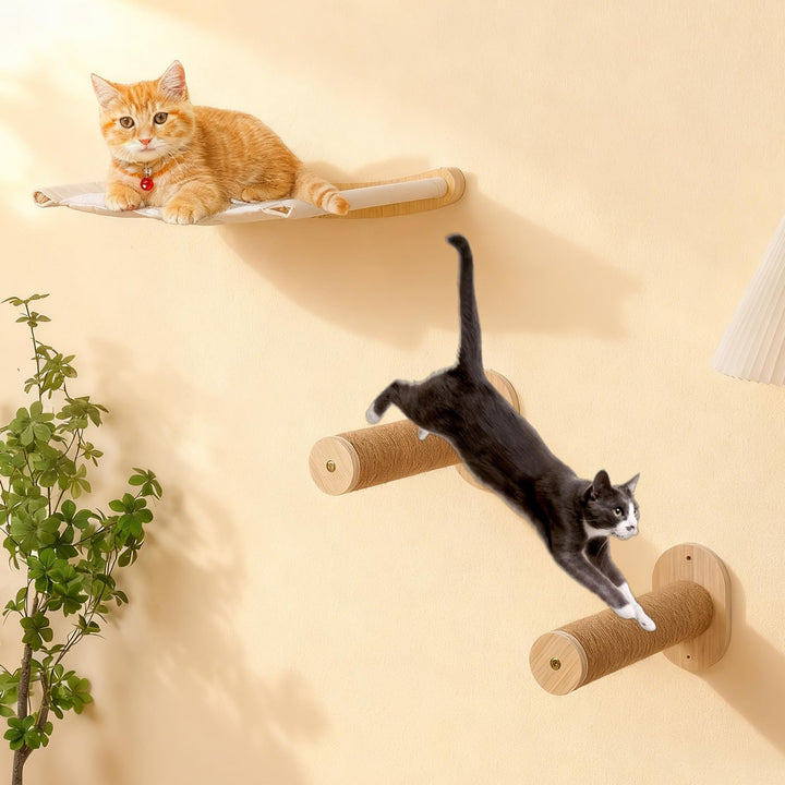 Katzenhängematte Wandmontage,Katzen Kletterwand,Wandmontiertes Kiefernholz Katzenwandmöbel,Katzenlei