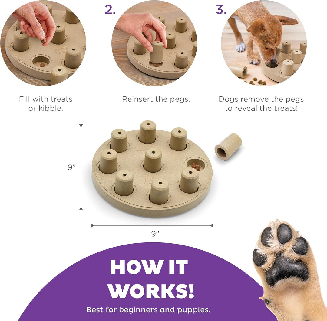 Outward Hound Nina Ottosson Dog Smart Treat Puzzle Enrichment Toy, Level 1 Beginner, Tan, Composite,