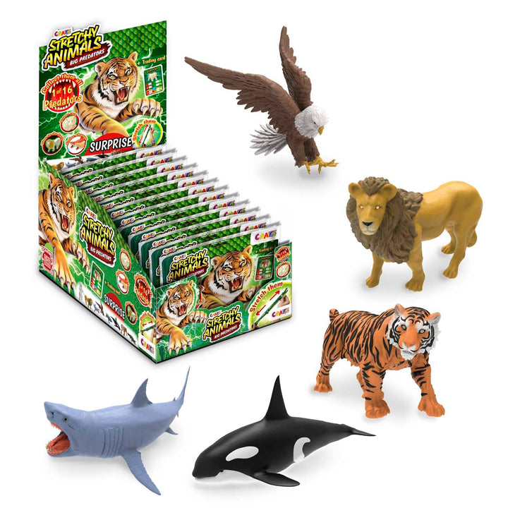 CRAZE Stretchy Animals Big Predators Komplette Sammlung - 12x Superdehnbare Tierfiguren, Raubtiere z