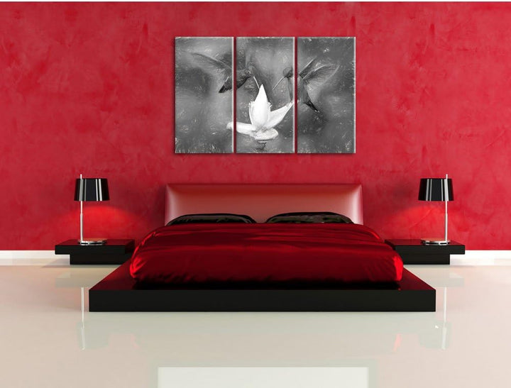 Pixxprint Kolibris in den Tropen als Leinwandbild/Grösse: 3 Teilig (120x80) cm/Wandbild/Kunstdruck/f