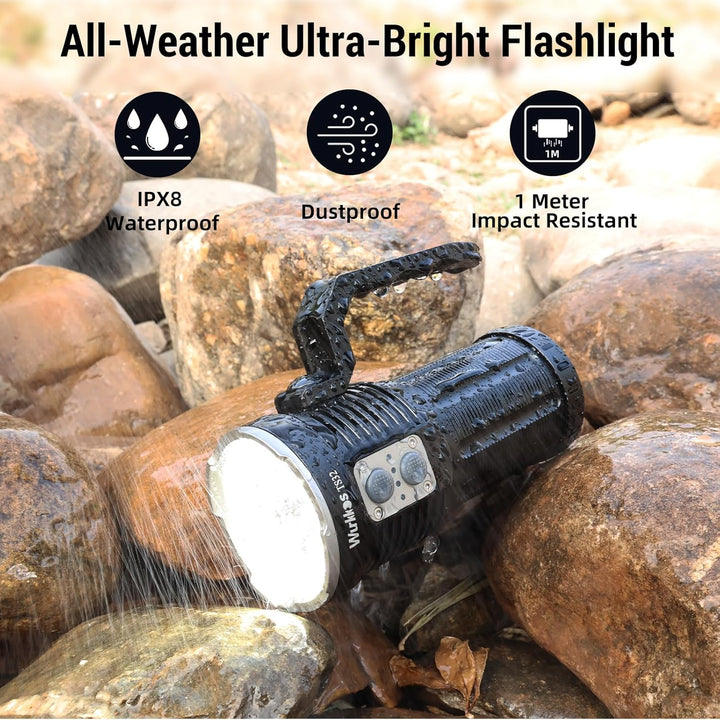 Wurkkos TS32 Taschenlampe USB C Wiederaufladbar, 15000 Lumen Taschenlampe mit leistungsstarken 12*Ni