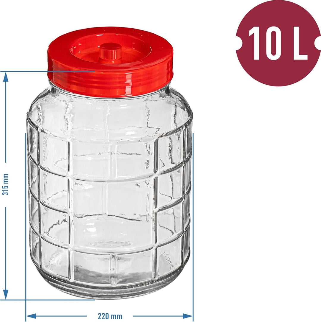 lilawelt24 10L Gärballon| Gärbehälter Weinballon Glasballon+Gäraufsatz für Wein Bier Maische|Vorrats