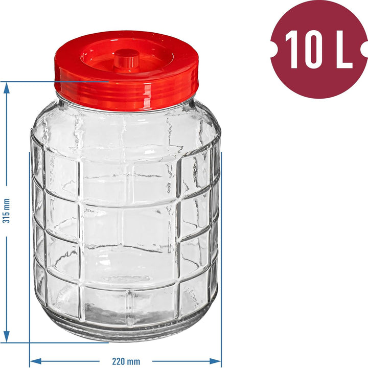 lilawelt24 10L Gärballon| Gärbehälter Weinballon Glasballon+Gäraufsatz für Wein Bier Maische|Vorrats