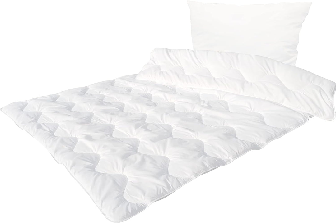 Bettenset Bettdecke und Kopfkissen 2 teilig Premium Weiss Allergiker Steppbett Steppbettdecke Bettwä
