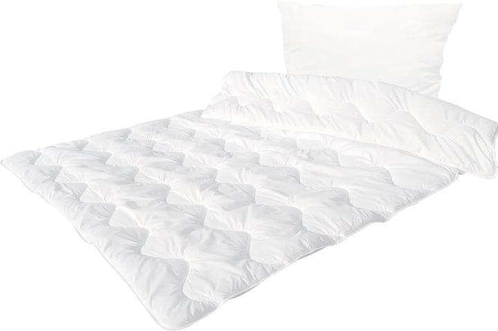 Bettenset Bettdecke und Kopfkissen 2 teilig Premium Weiss Allergiker Steppbett Steppbettdecke Bettwä