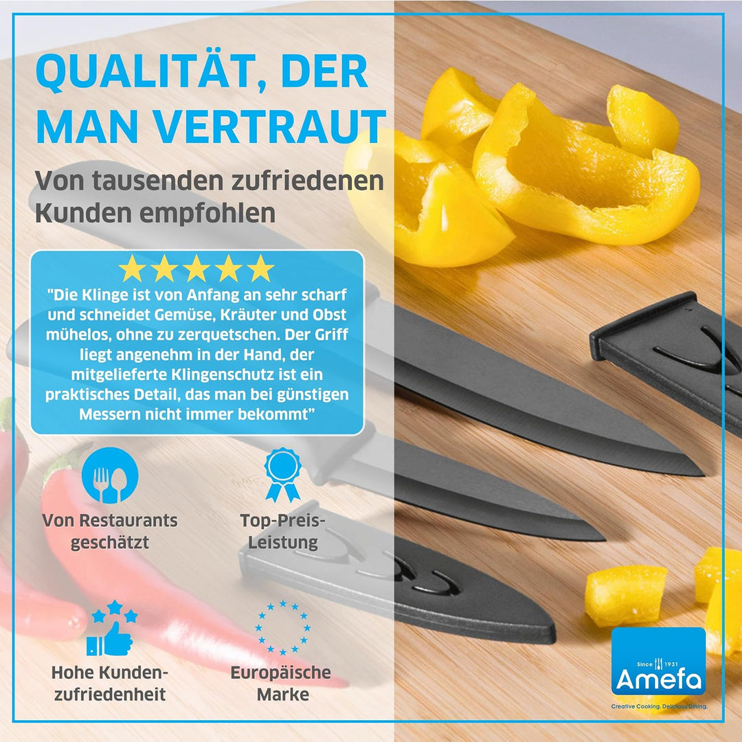 Amefa AUENTHAL Keramikmesser Set | 4-teilig | Klingen aus Keramik | Extrem scharf und leicht | Kochm