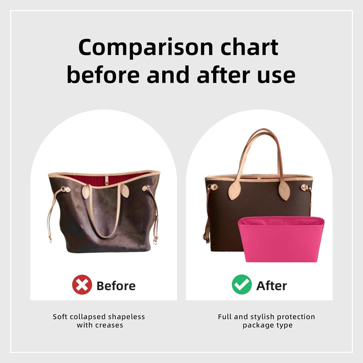DGAZ Handtasche Taschenorganizer für Neverfull PM/MM/GM Taschen, Seide Handtaschenorganisator Damen,
