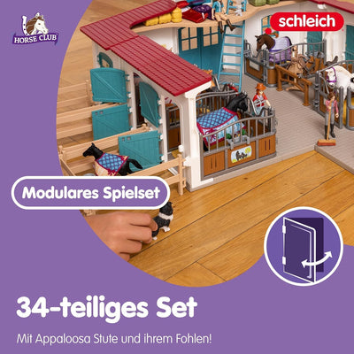 schleich 42611 Pferdebox mit Stute und Fohlen , für Kinder ab 5-12 Jahren, HORSE CLUB - Spielset