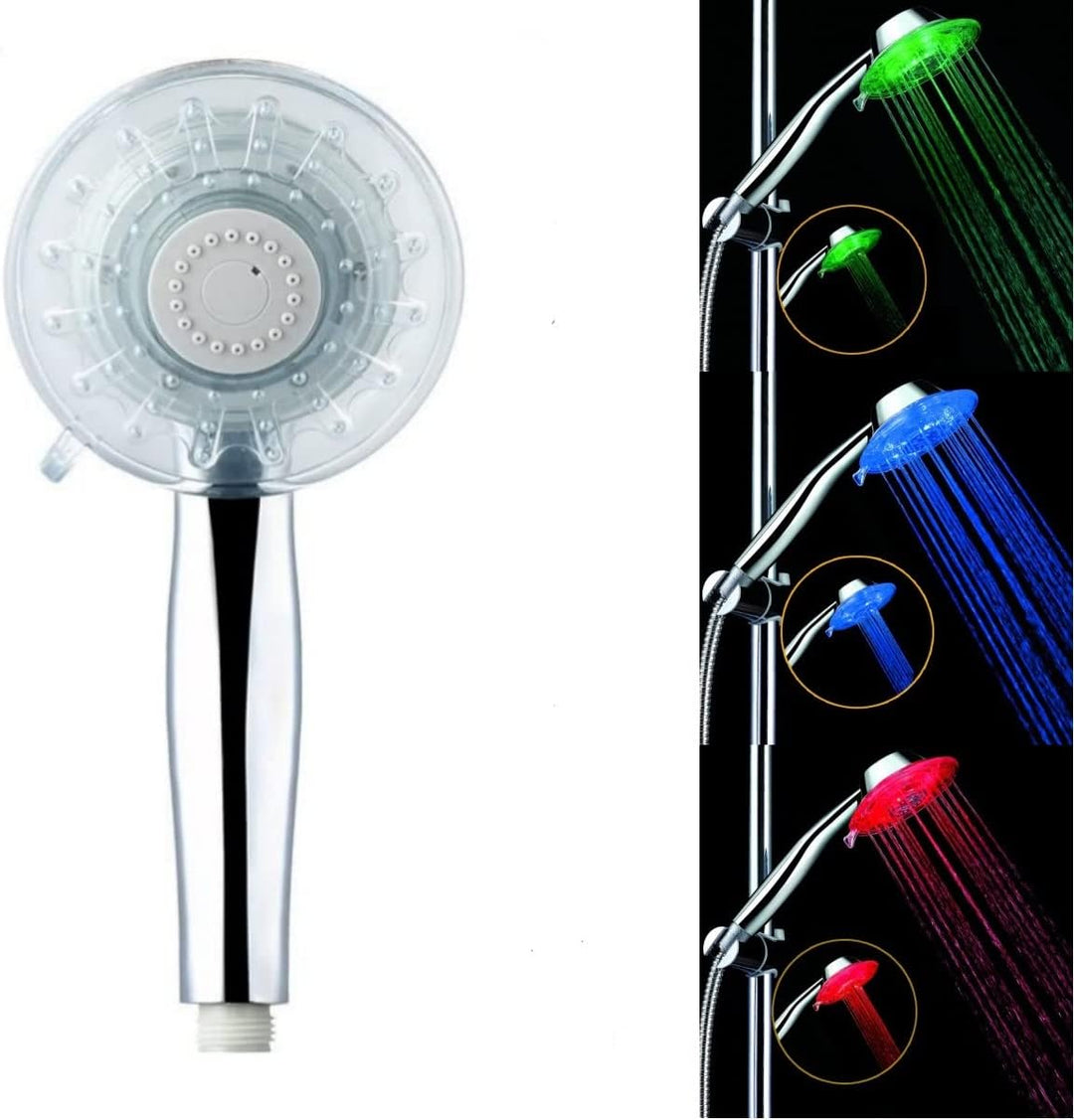Led Handbrause Duschkopf Grosser, Handhled Duschbrause Wassersparend, 3 Farben Farbwechsel Temperatu