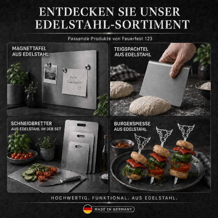 Arbeitsplatte Knetbrett Edelstahl [60x50 cm] - Für Kneten, Schneiden & Backen - Küchenplatte mit Ans