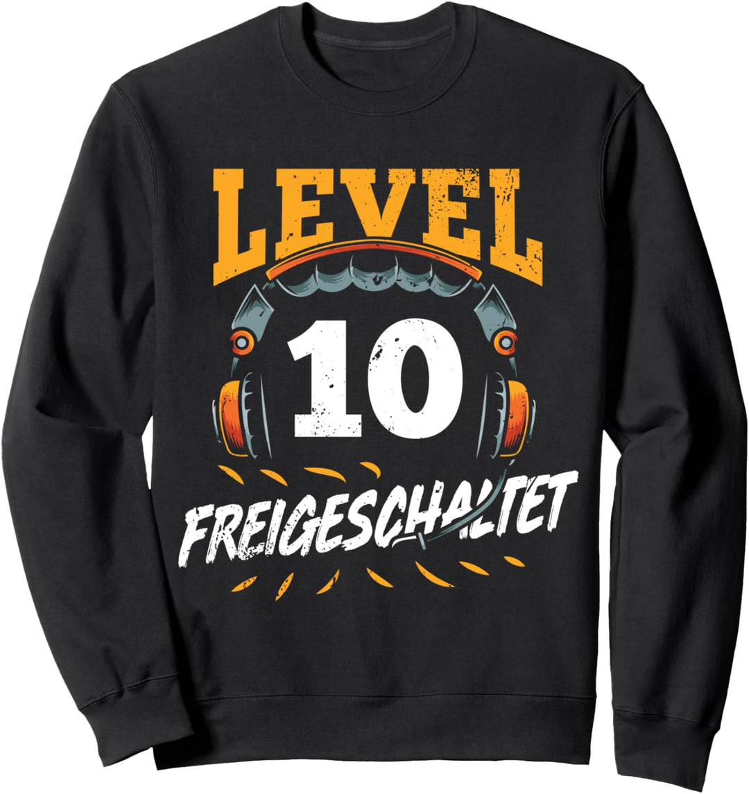 Level 10 Freigeschaltet 10 Jahre Gamer Geburtstag Geschenk Sweatshirt