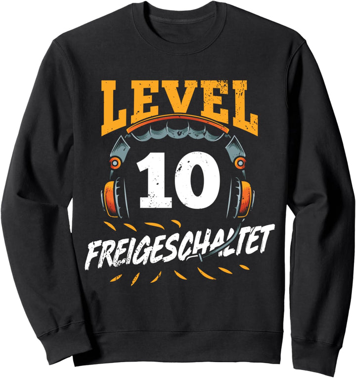 Level 10 Freigeschaltet 10 Jahre Gamer Geburtstag Geschenk Sweatshirt