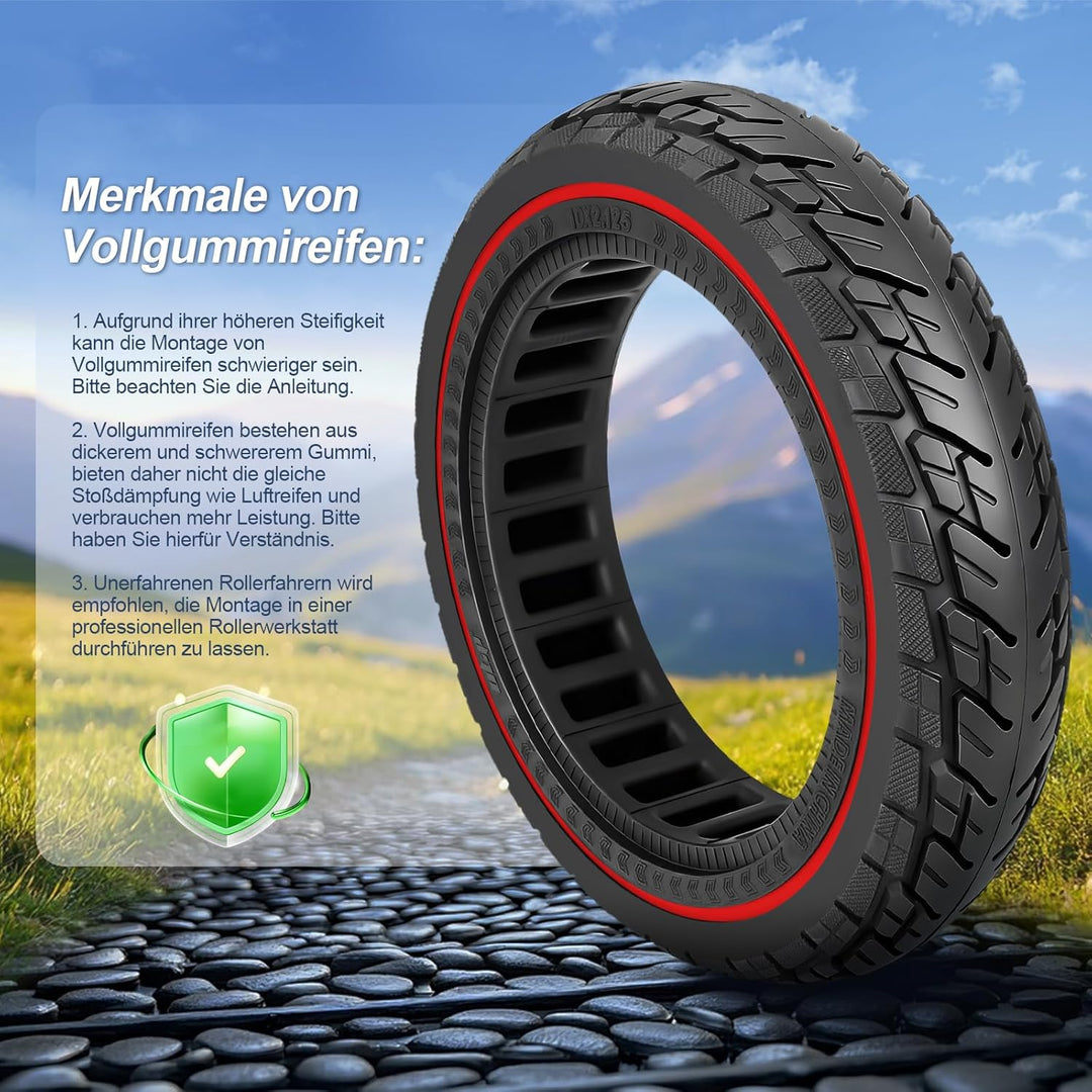 250 x 54 Vollreifen für Xiaomi 4 Pro/Lite Elektroroller, 10 x 2,125 Vollgummireifen für Ninebot F20