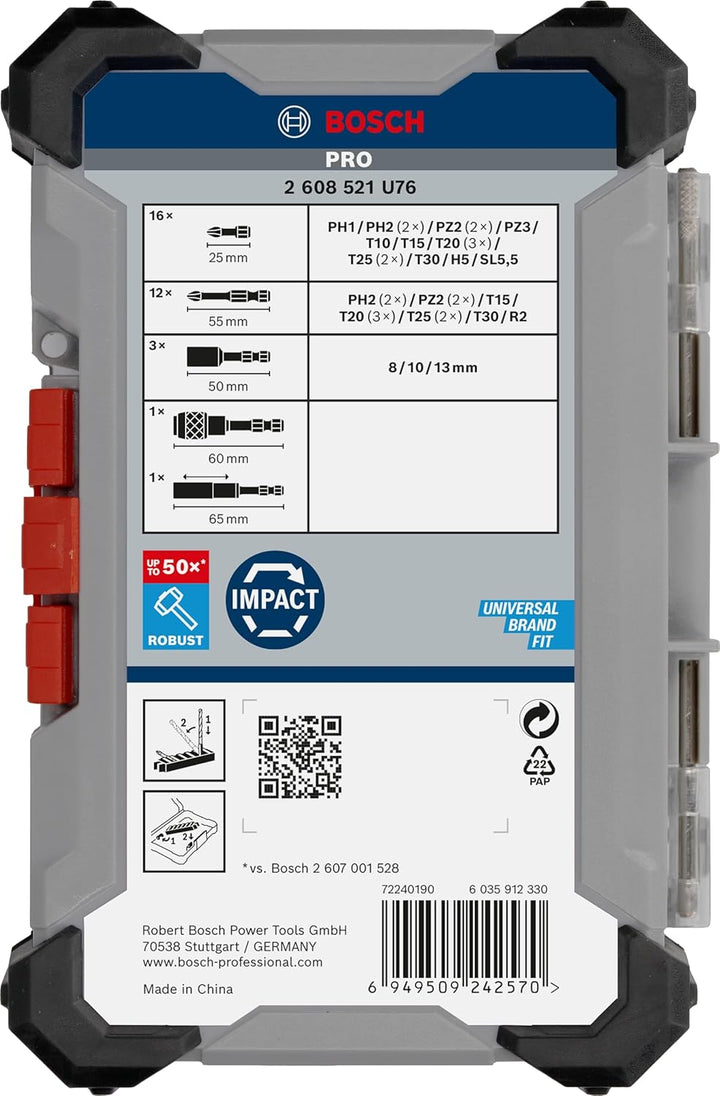 Bosch 33x PRO Impact Set, 33-tlg. (200 x 107 mm, Professional Zubehör Schraubendreher, Schraubendreh