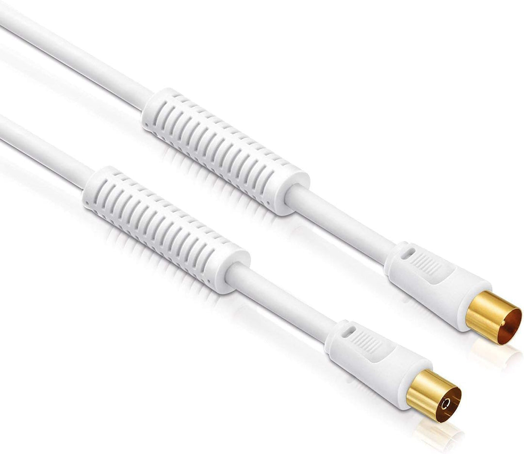 PerfectHD Antennenkabel + 2x Winkeladapter | 20m | 75 Ohm | 110 db | 4fach geschirmt | Koax Stecker
