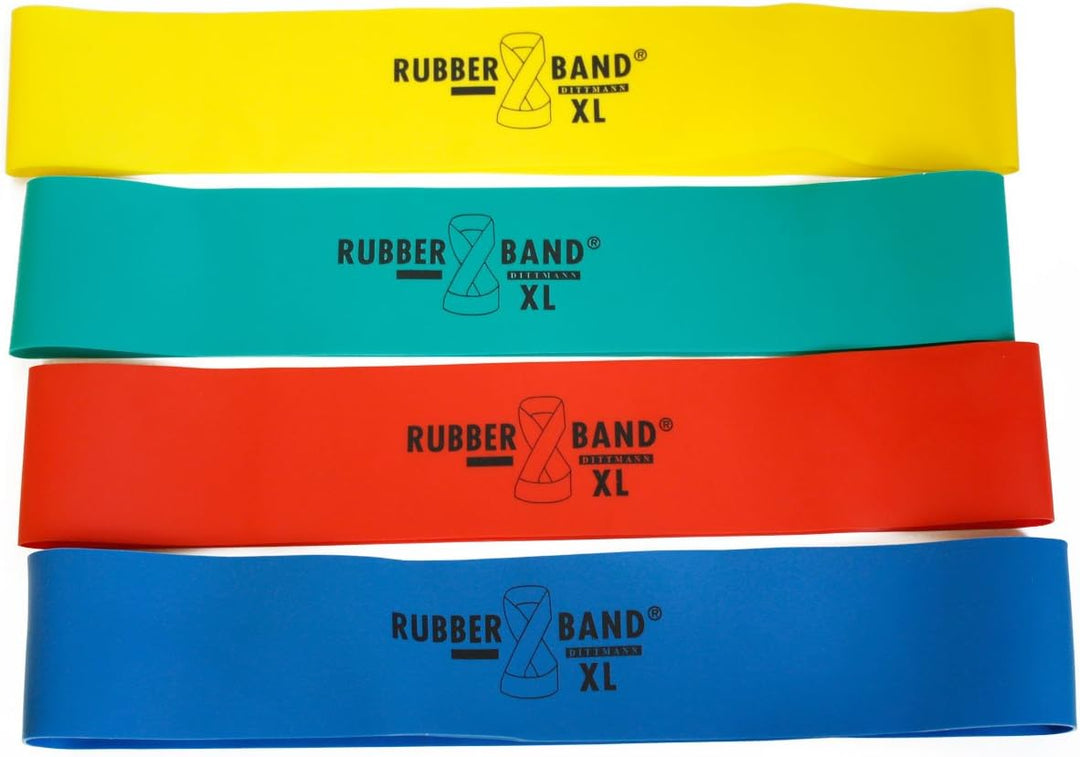 FTM Dittmann® Rubberband XL in Rot (stark), inkl Übungsflyer, für Muskelaufbau, Krafttraining und Fi