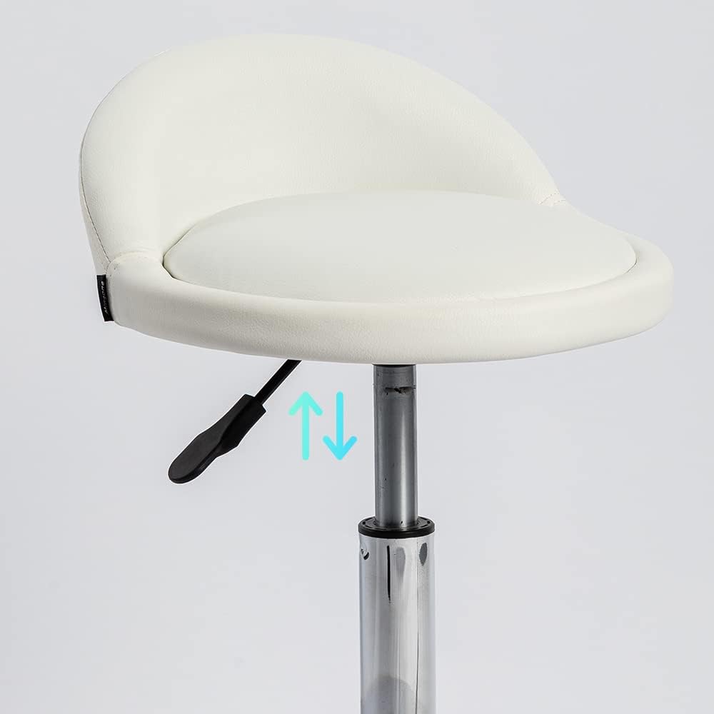 Mingone Bürohocker mit Rollen Arbeitshocker Weiss Rollhocker Höhenverstellbar Sitzhocker 360° Drehba