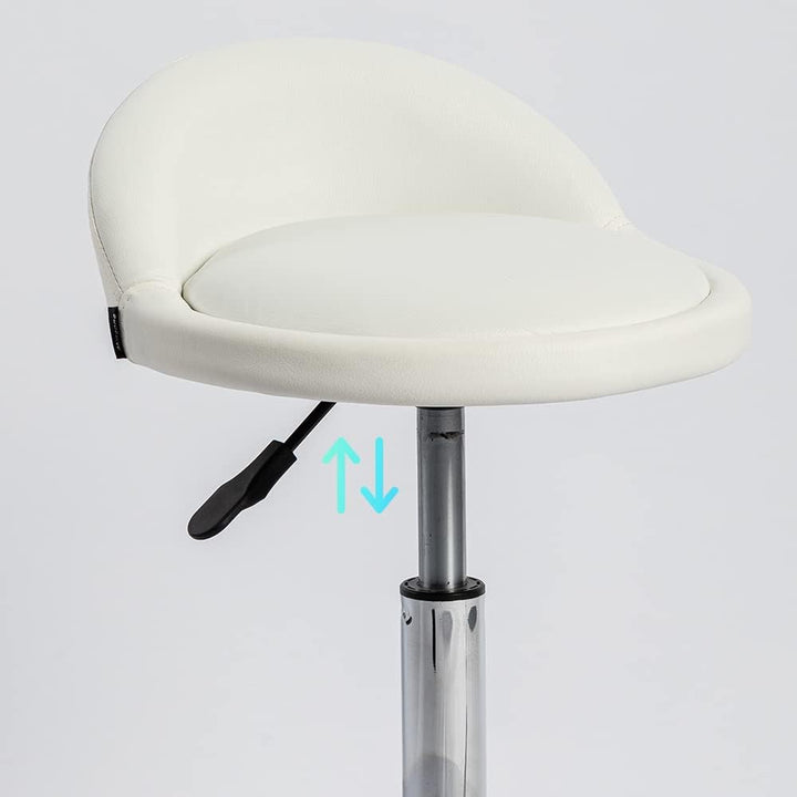 Mingone Bürohocker mit Rollen Arbeitshocker Weiss Rollhocker Höhenverstellbar Sitzhocker 360° Drehba