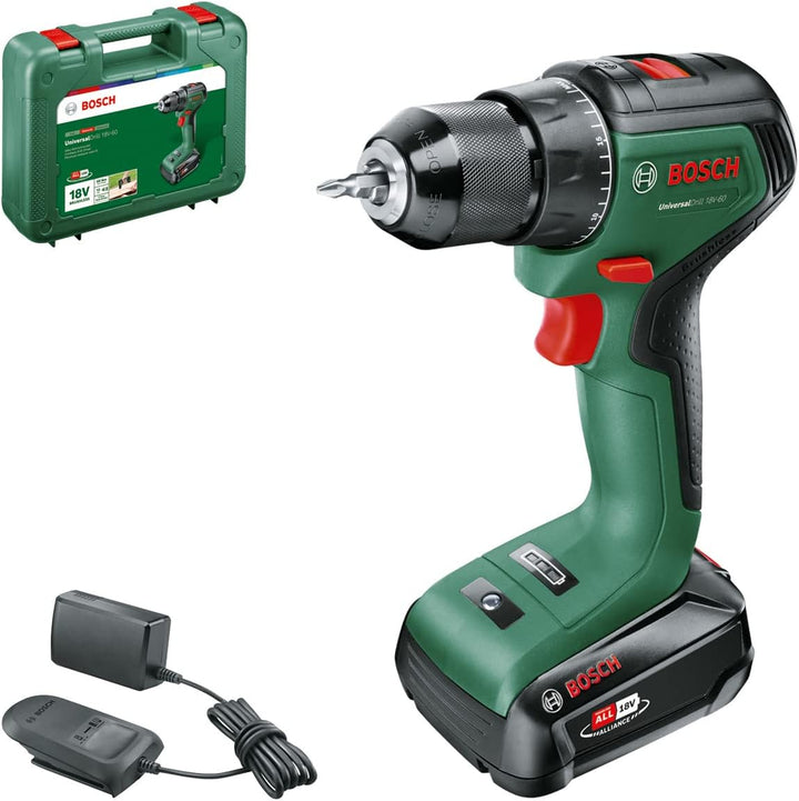 Bosch Home and Garden Bosch Akkuschrauber UniversalDrill 18V (2 Akkus, 18 Volt System, im Koffer) Se