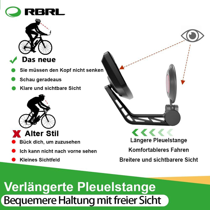 RBRL Fahrradspiegel Extra Grosse Bar End Fahrradspiegel, Schlagfestes Echtglas Spiegelfläche Rückspi