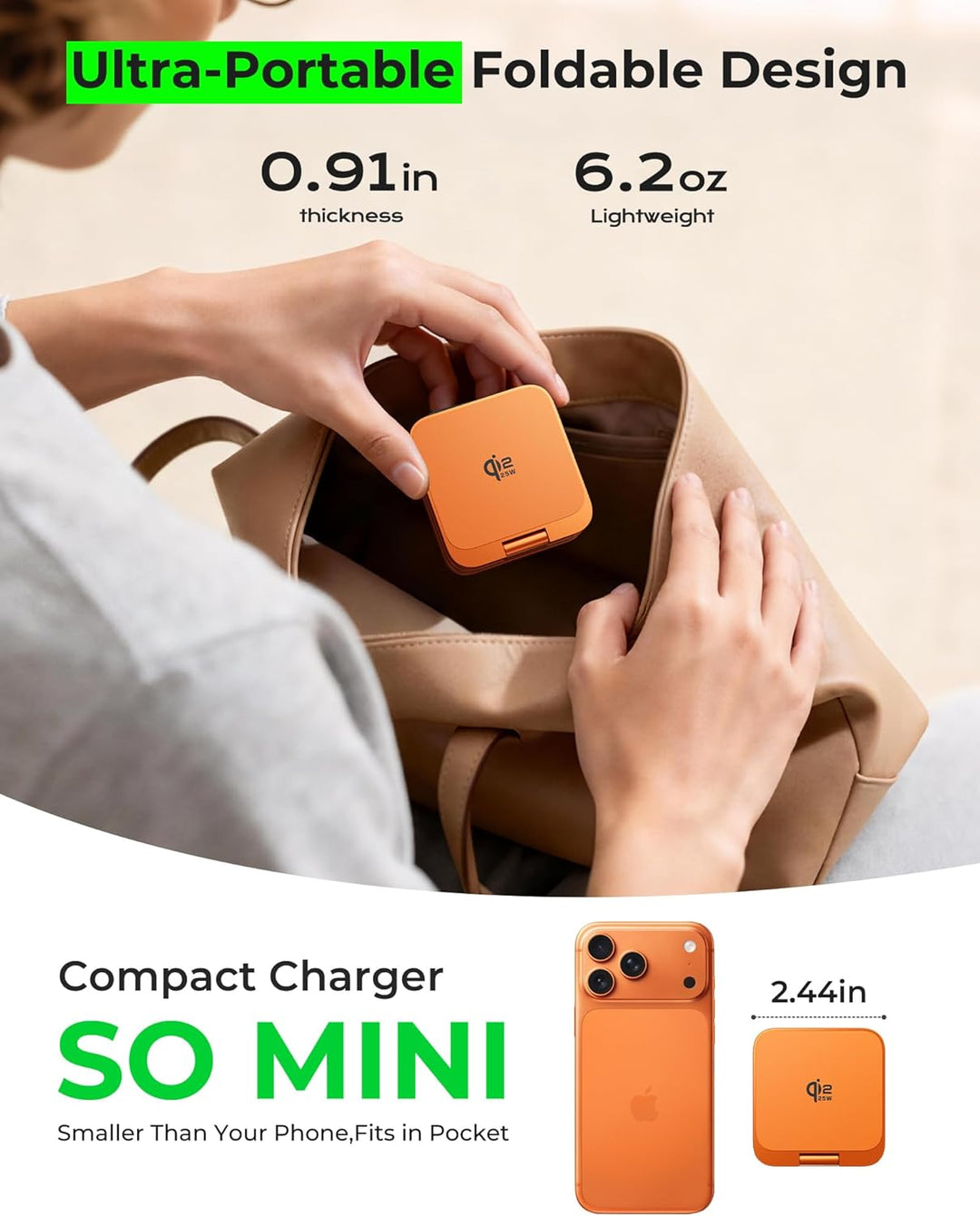 LULULOOK Ultra Kompakt Qi2.2 25W 3 in 1 Ladestation, Faltbar Reise MagSafe Ladegerät für iPhone 17/1