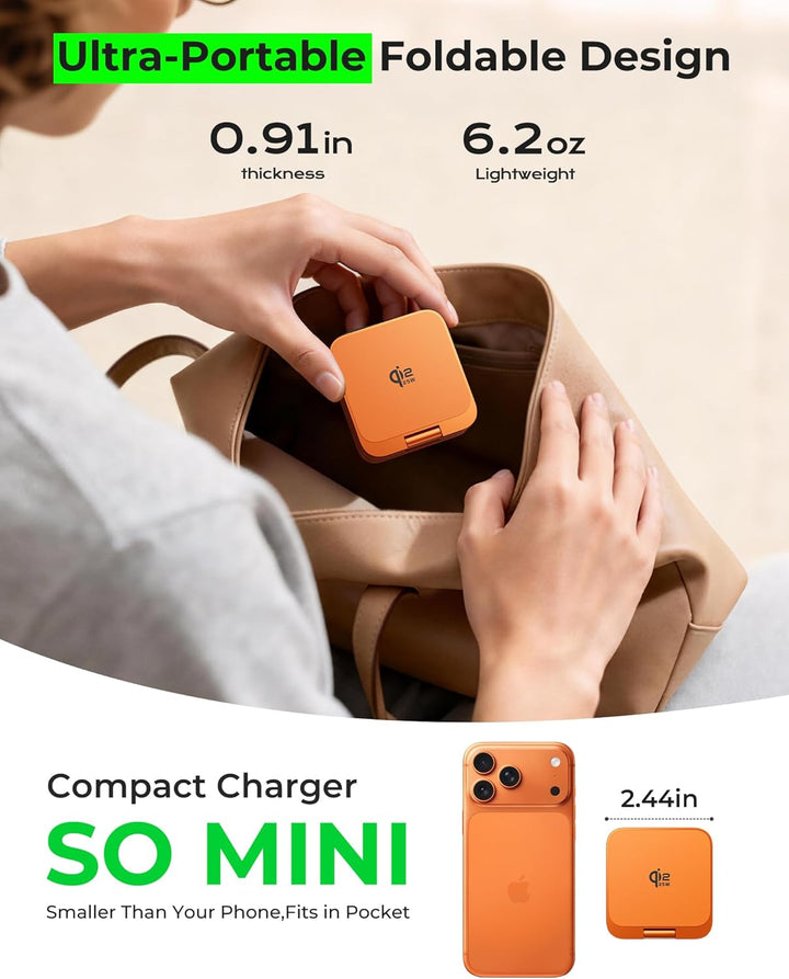 LULULOOK Ultra Kompakt Qi2.2 25W 3 in 1 Ladestation, Faltbar Reise MagSafe Ladegerät für iPhone 17/1