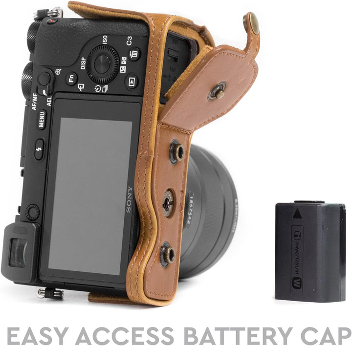 MegaGear MG1486 Sony Alpha A6500 (16-70, 18-135 mm) Ever Ready Leder Kamera-Case mit Trageriemen - H
