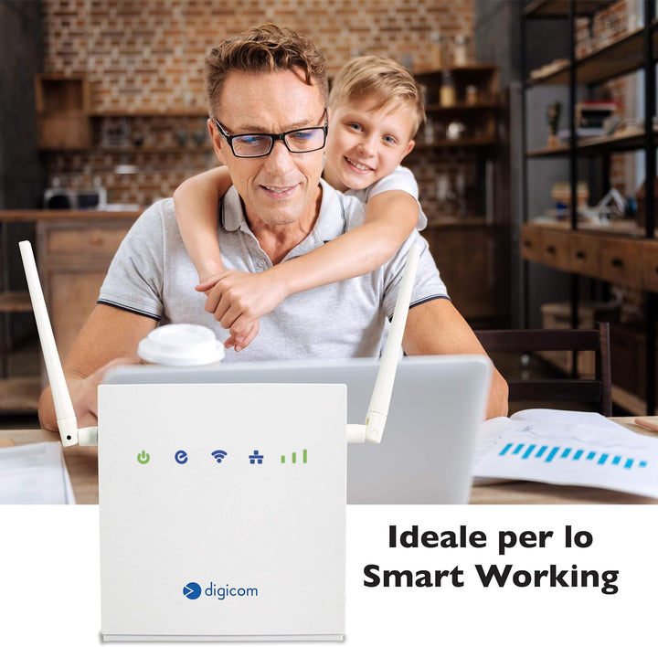 Digicom 4G LiteRoute LTE Cat4 Router (150Mbps Download und 50Mbps Upload 4G Upload 2X 10/100 LAN Por
