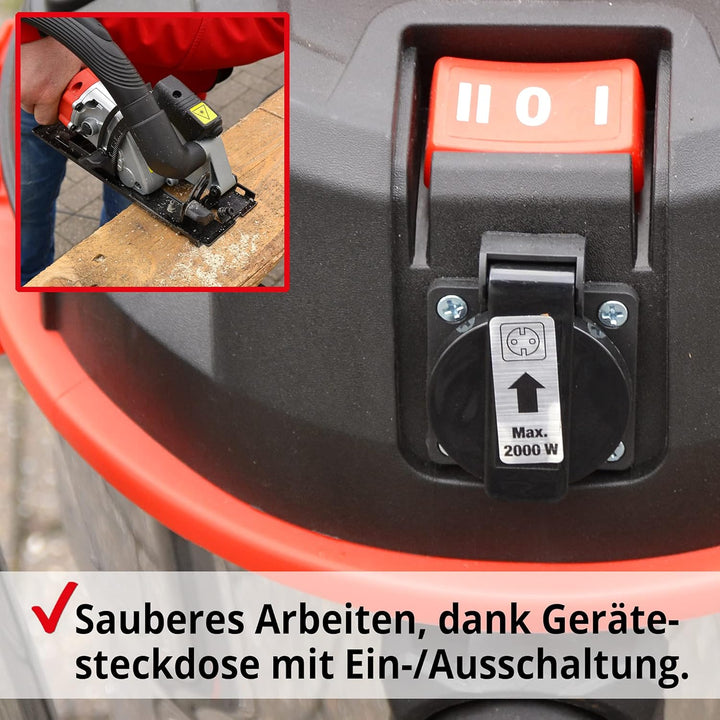 Hecht Nass und Trockensauger – starker Industriestaubsauger mit Steckdose – Einschaltautomatik – 35