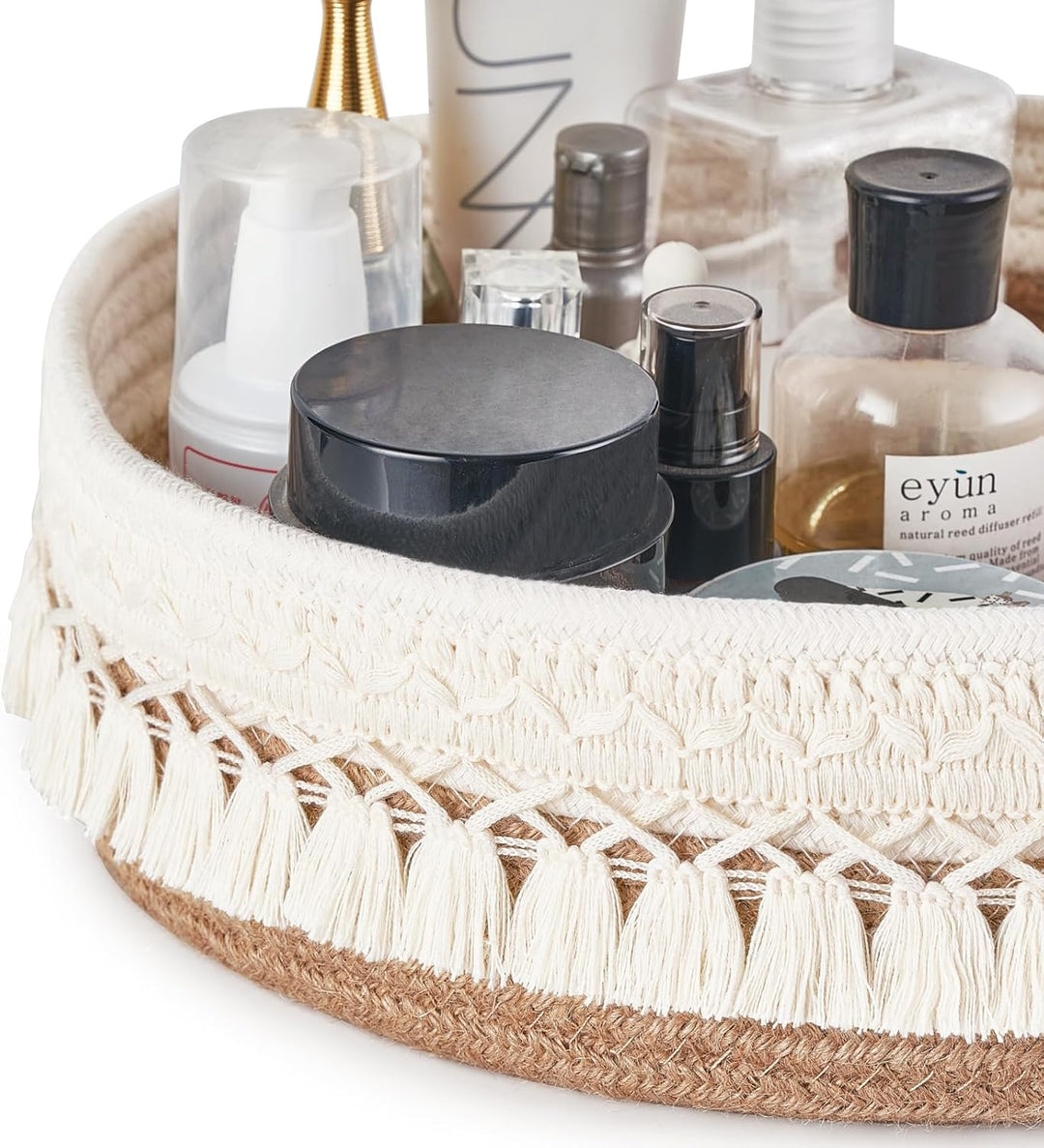Mkono Make-up Halter Organizer Makrame Dekorativer Gewebter Seilkorb Boho Decor Kosmetik Schreibtisc
