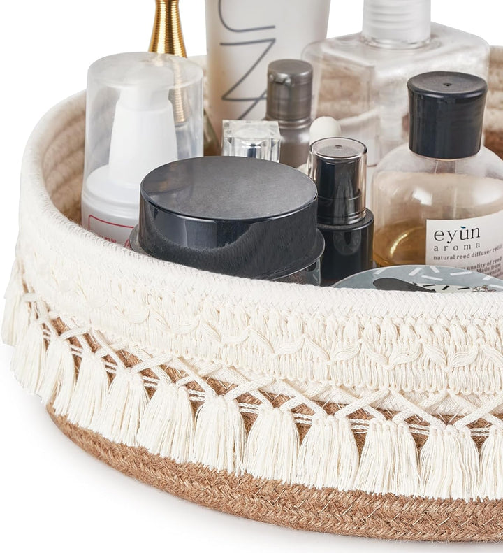 Mkono Make-up Halter Organizer Makrame Dekorativer Gewebter Seilkorb Boho Decor Kosmetik Schreibtisc