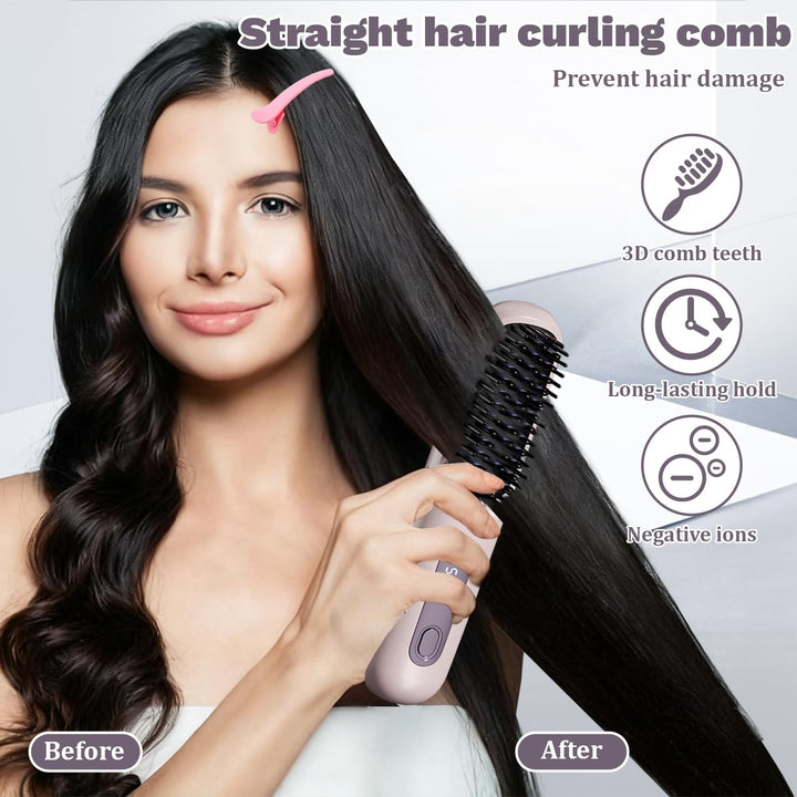Mini-Haarkamm, Glättbürste Kabellos, 2026 Neu Haarglätter Bürste, Tragbare Bürste Glätten, Kabellose