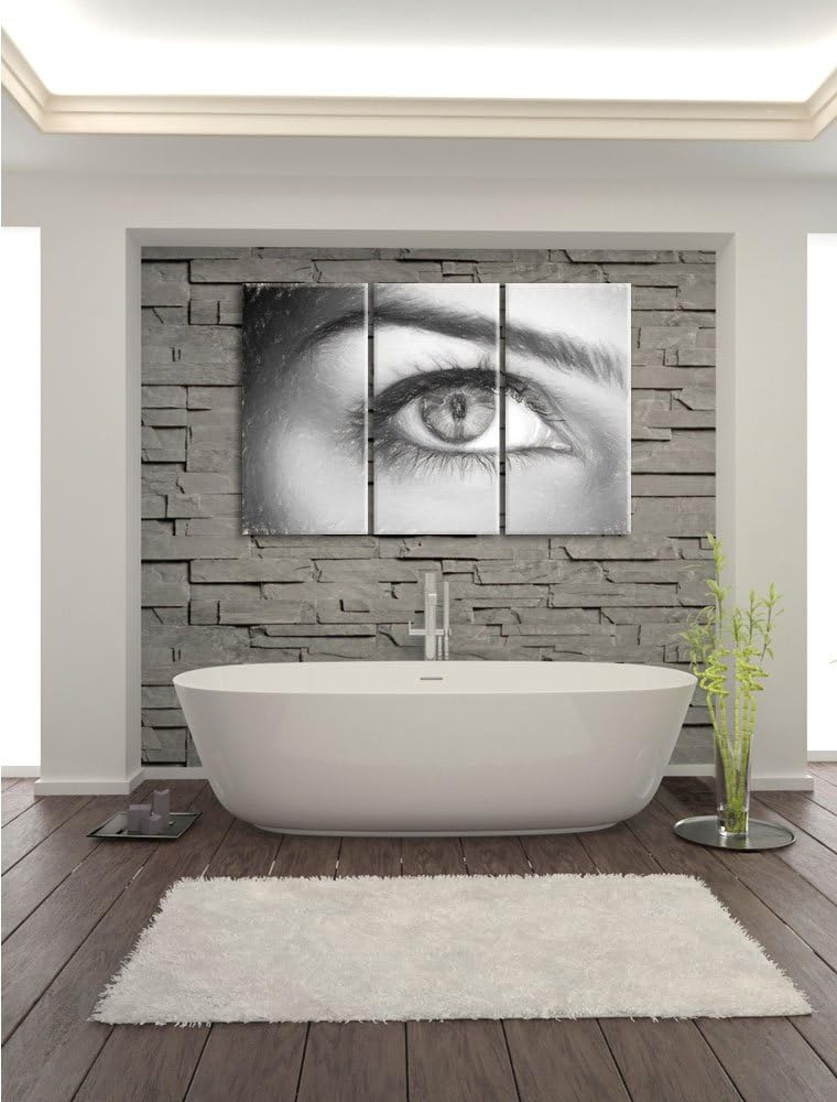 Pixxprint Auge Einer Frau Kohle Effekt 3-Teiler Leinwandbild 120x80 Bild auf Leinwand
