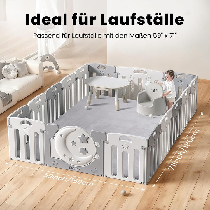 Krabbelmatte Baby 150×180cm, 3cm Dicke Schaumstoff Spielmatte, Ultraweiche Stütze und Plüschiges Gef