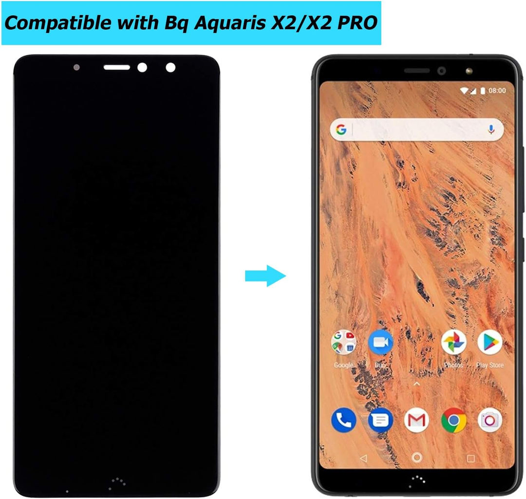 E-YIIVIIL Neu Ersatz LCD Display Kompatibel Für Bq Aquaris X2/X2 Pro 5,65 inch (Schwarz Ohne Rahmen)
