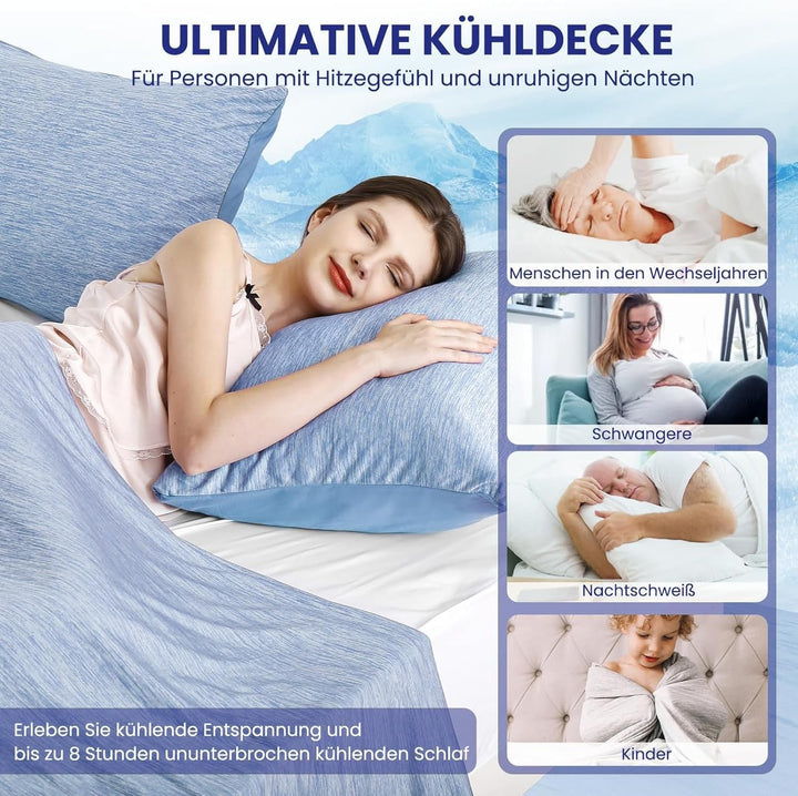 Elegear Kühldecke 200 x 220cm, Japanische Arc-Chill 3.0 Q-Max>0,5 Kühlfasern Selbstkühlende Sommerde