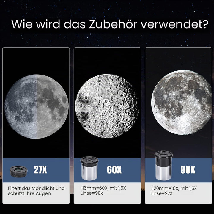 Astronomisches Teleskop für Kinder, Uverbon Teleskop für Astronomie, Teleskop, Zoom, 90 x HD, räumli