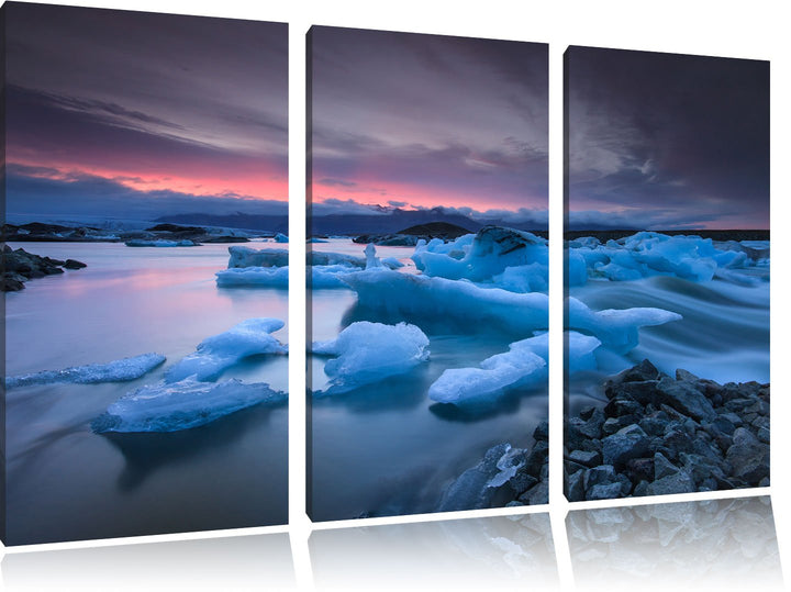 Pixxprint Extreme Eislandschaft als Leinwandbild/Grösse: 3 Teilig (120x80) cm/Wandbild/Kunstdruck/fe
