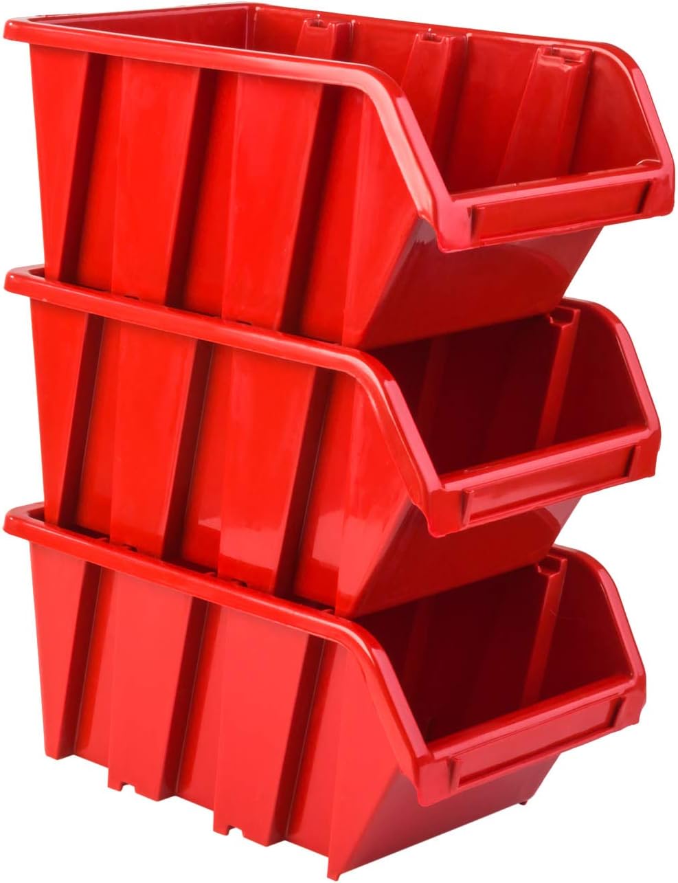 PAFEN Wandregal Stapelboxen - 772 x 780 mm – 81 Stück Boxen Werkstatt Lagersystem Schüttenregal (Rot
