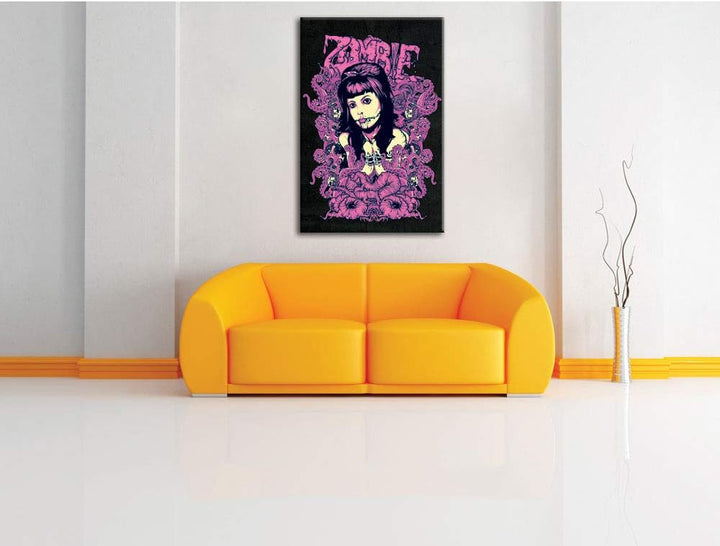 Dark the Zombie-Look black Leinwandbild Bild auf Leinwand, XXL riesige Bilder fertig gerahmt mit Kei