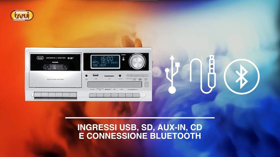 Trevi TT 1072 DAB Bluetooth-Stereo-Plattenspieler mit digitalem DAB/DAB+-Empfänger, Encoding-Funktio