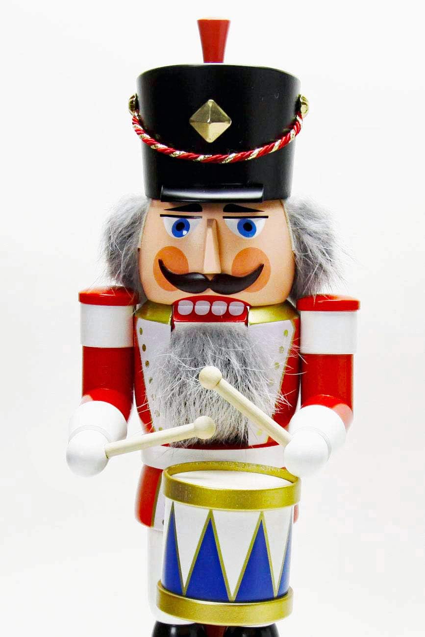 Seiffener Volkskunst Nussknacker "Trommler" rot ca. 39 cm, Erzgebirgskunst, Weihnachtsdeko, Nussknac
