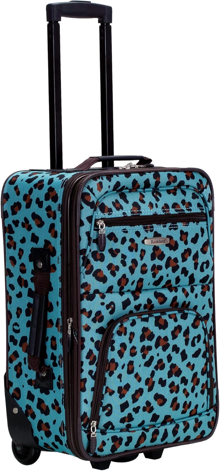 Rockland Jungle Softside Gepäck-Set, Blauer Leopard (Blau) - F125, 4-Piece Set (14/29/24/28) Einheit