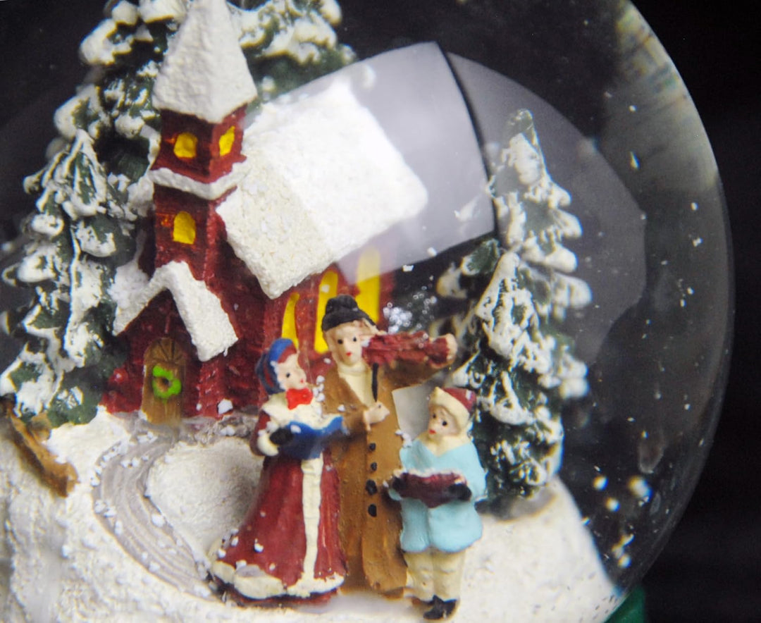 Schneekugel Weihnachtsspaziergang * auf Sockel nostalgische Winterlandschaft Häuser Weihnachten Wint