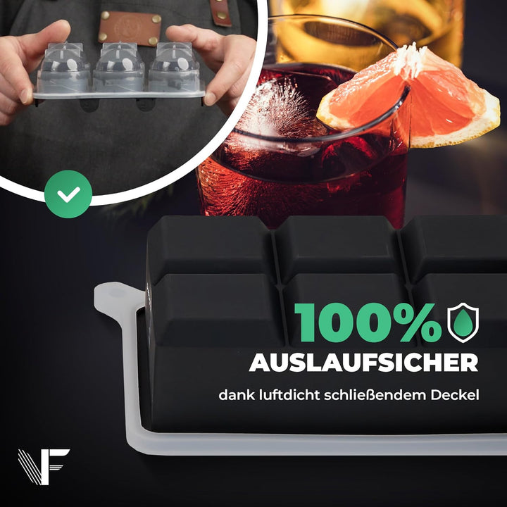 Neighbour's Friend Patentierte Eiskugelform mit XXL Eiswürfelform - Grosse Eiswürfelform rund Platin