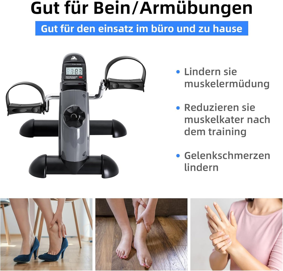 EVOLAND Heimtrainer Mini Fitnessbike Rehabilitations Pedaltrainer Arm und Beintrainer mit LCD Displa