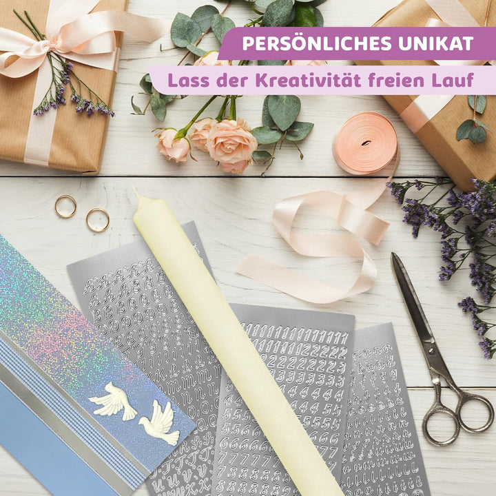 WikaKerzen Kerzen-Rohling Set für Taufe, Hochzeit oder Kommunion selbst gestalten inkl. Buchstaben z